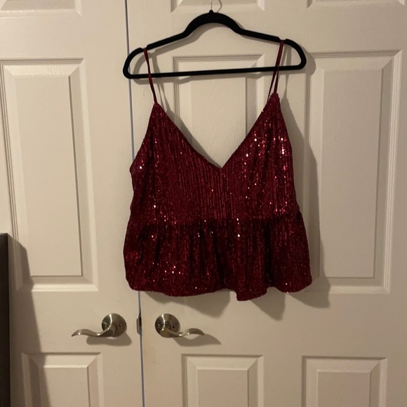 Red sequin peplum tank - Picture 1 of 2